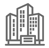 dark grey graphic image of three non descript buildings to represent the corporate benefits of GradLeaders 