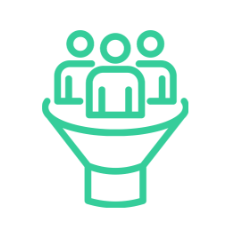 light green funnel graphic image with three non descript people at the top representing the IMS conversion benefits