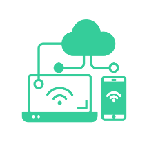 light green graphic image of a computer screen, mobile phone and cloud to represent GradLeaders robust and stable technology 