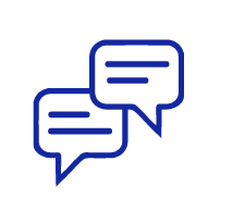 dark blue graphic image of two chat bubbles representing GradLeaders chat capabilities