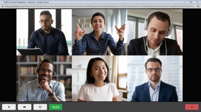 Image of a computer monitor showing multiple people in a virtual meeting